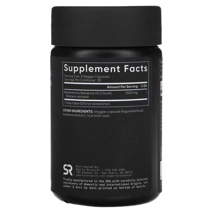 Sports Research, Berberine 1000 mg.  Берберин 100 мг.