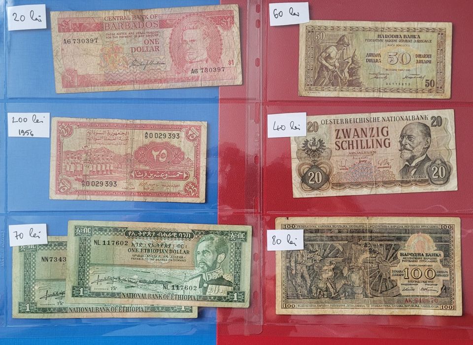 Bancnote  Columbia,Grecia,Olanda  etc bani vechi monede