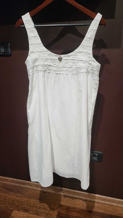 Бяла рокля памук и дантела Twinset размер М