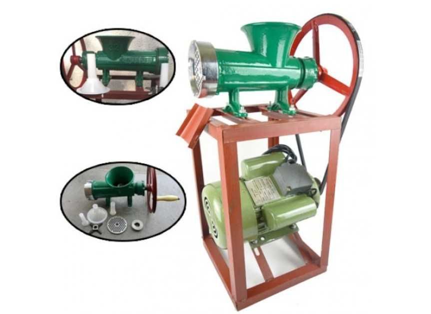 Чугунена Румънска Месомелачка №32 + Електромотор и Стойка