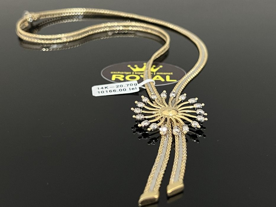 Bijuteria Royal CB : Colier lant cu pandant floare damă 429 lei/gram aur 14k 20,70gr 585
