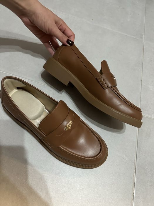 Michael Kors - Чисто нови кожени мокасини с лого, Карамел, 8