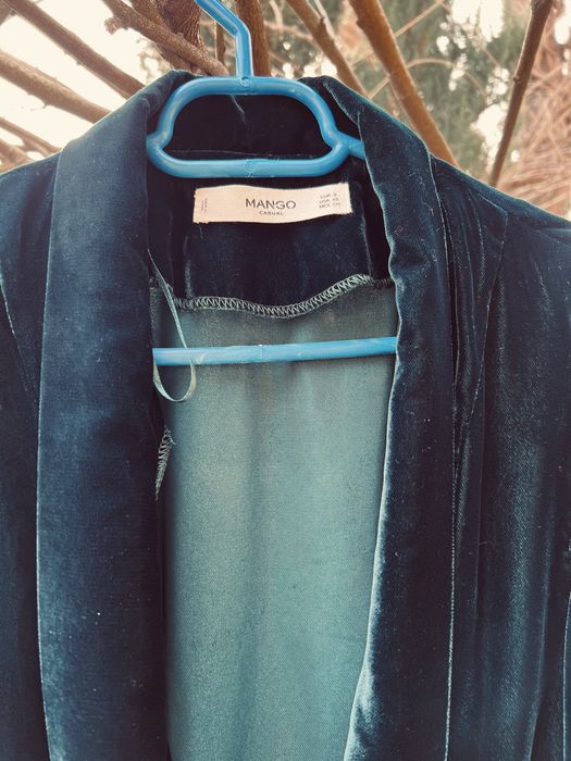 Sacou catifea Mango masura S verde smarald