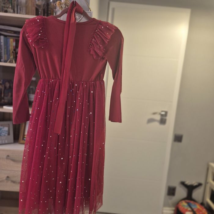 Rochie alba rosie superbe 9-10 Ani bolero paiete Dans