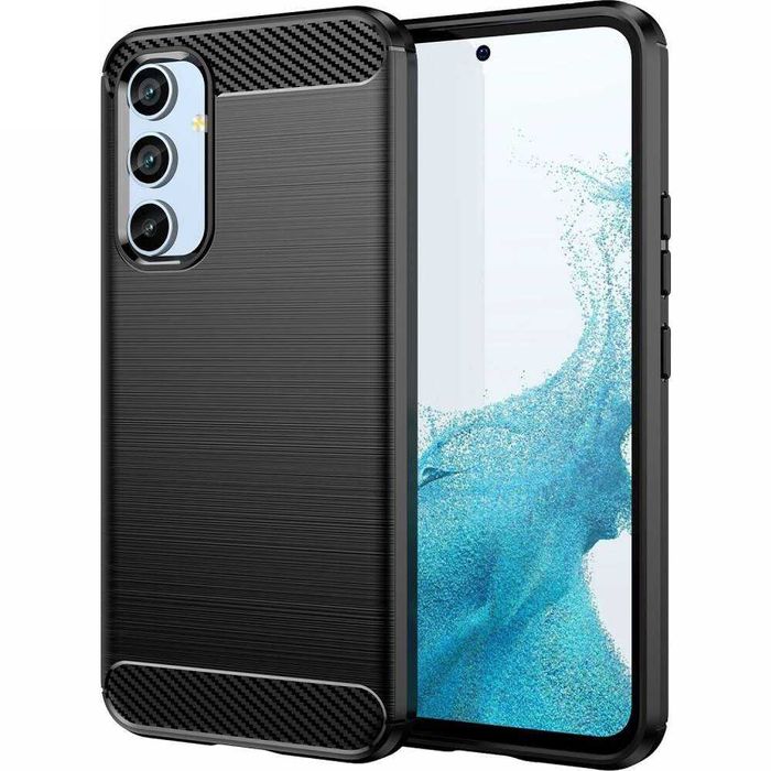 Husa gel carbon aspect piele+Folie SAMSUNG Galaxy A26 A53 A54 A55 A56