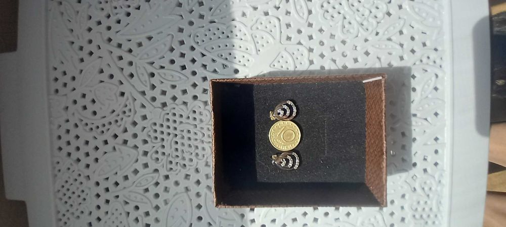 Малки Сребърни обеци като капчица с цирконий