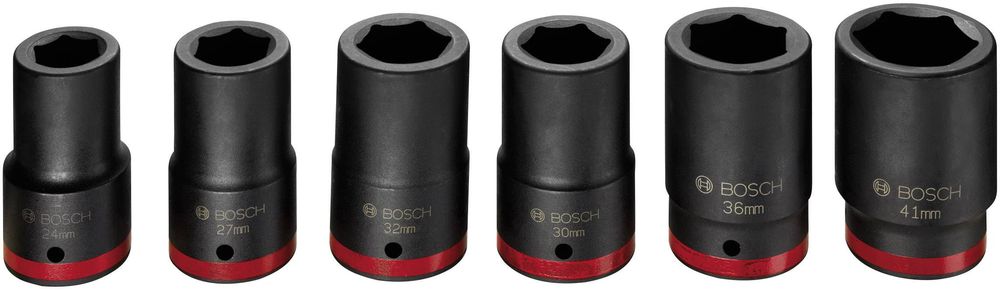 Set 6 chei tubulare de impact, 1 inch, adanci, 24-41mm, Bosch