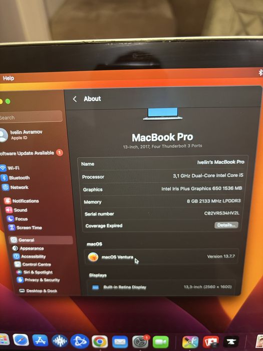 Macbook Pro 13 TouchBar, 4 USB ports