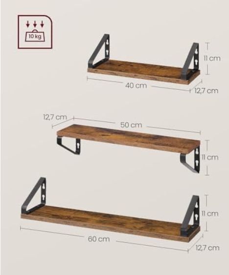 Стенни плаващи рафтове VASAGLE