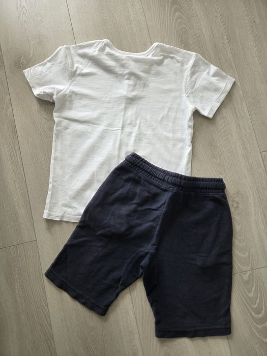 Set băiat vară tricou alb Reserved + pantaloni scurți bleumarin bumbac 134–140 cm