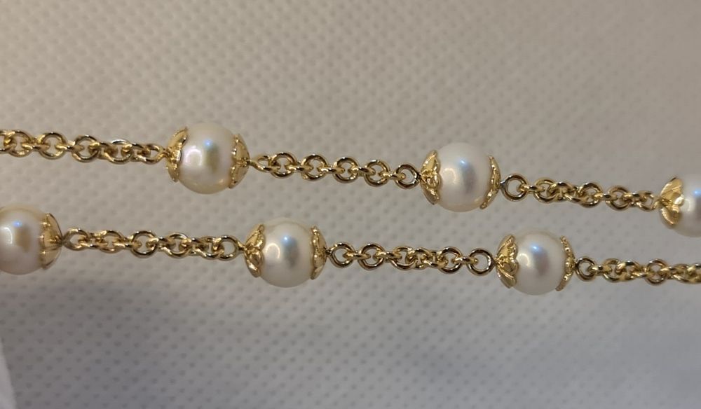 Brățară handmade din aur galben 14k și perle Akoya