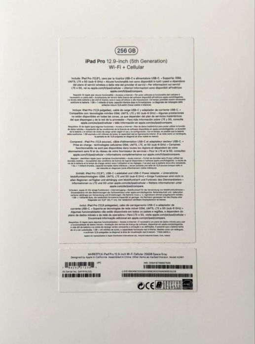 iPad Pro 12.9" 256GB, WiFi+Cellular 5G, 5th gen. + Apple Pencil 2 gen.
