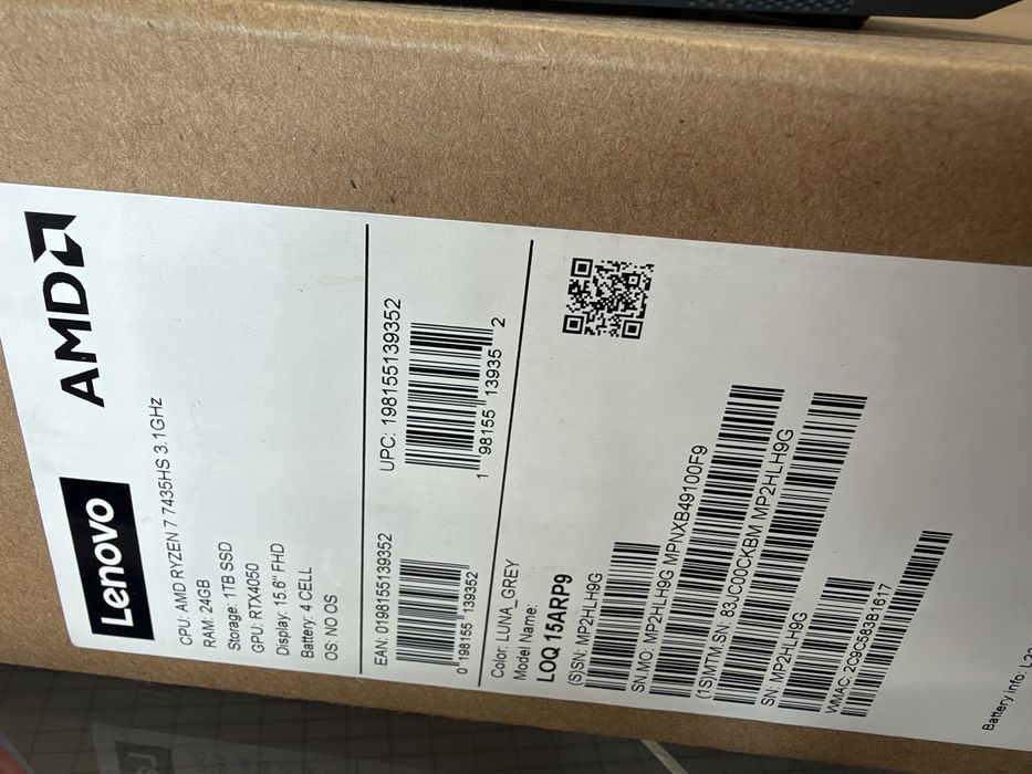 Lenovo loq15arp9 rtx4050 Неразличим от нов!