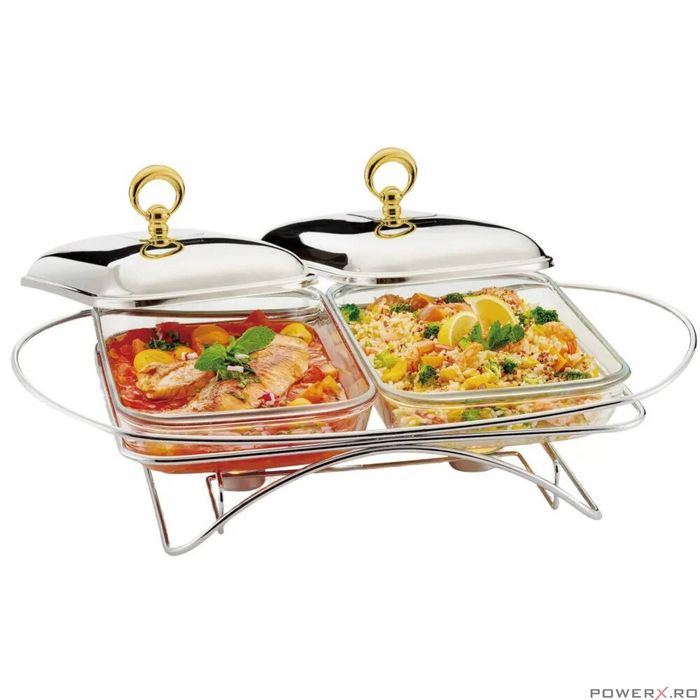 Vas, recipient pentru incalzirea alimentelor cu 2 recipiente din