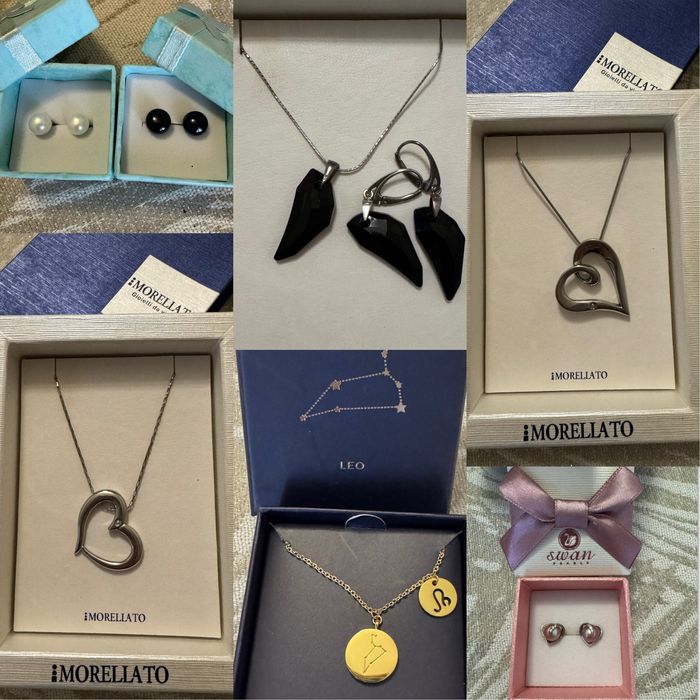 Бижута, колие, обеци, сребро, перли, swarovski, morellato