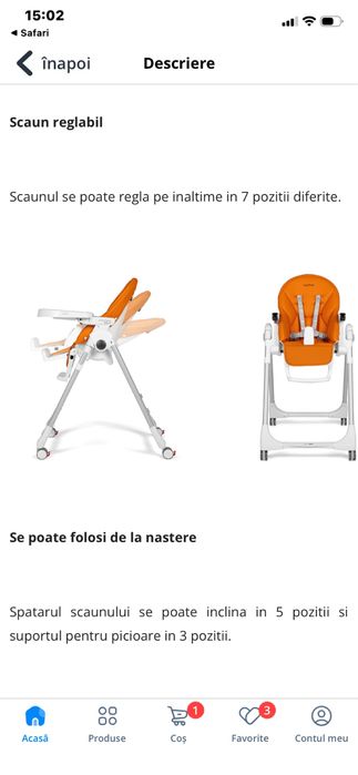Scaun de masa Peg Perego Prima Pappa
