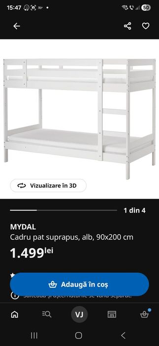 Pat etajat cu sertare si saltele - Ikea
