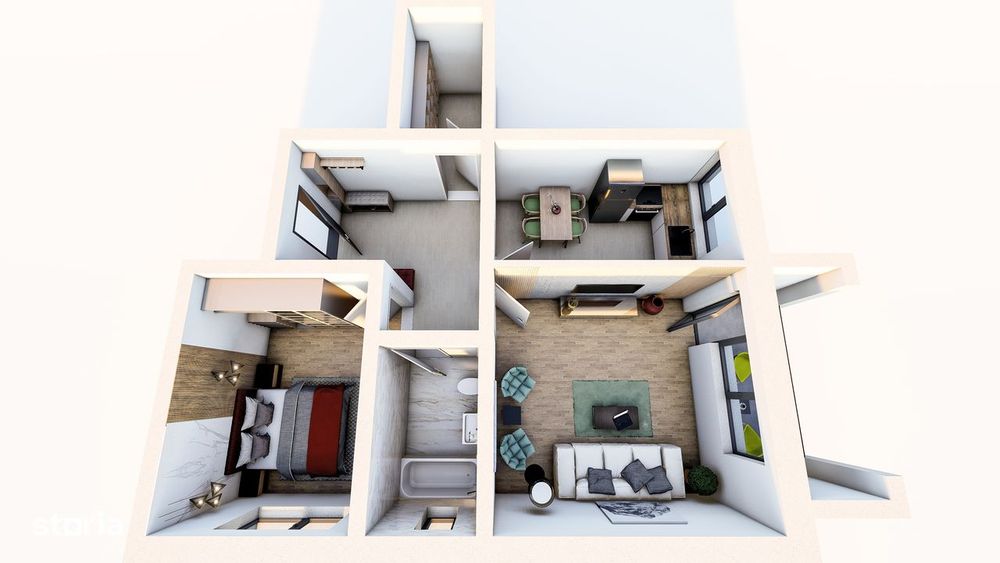 Apartament 2 camere, 60 mp, decomandat, 88 530 euro, parcare inclusă.