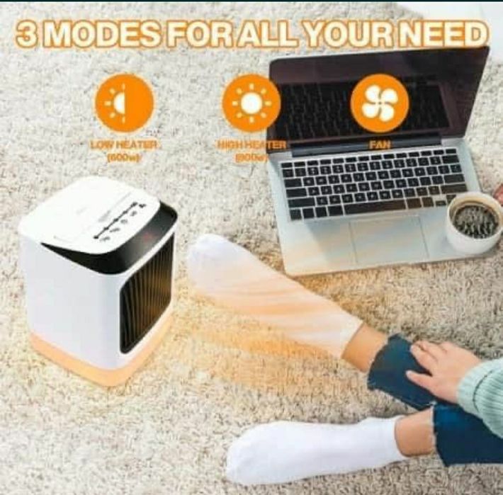 Mini încălzitor/ventilator ceramic 2în1 Elyco+telecomanda