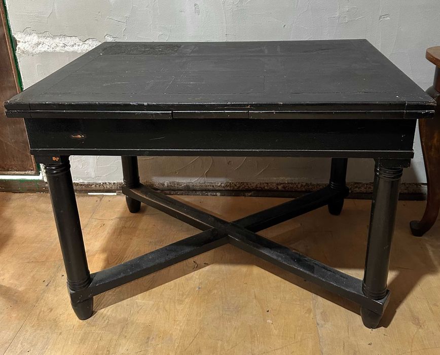Masa neagra vintage din lemn masiv; Masa Extensibila; Masa cu blat 110x78 cm