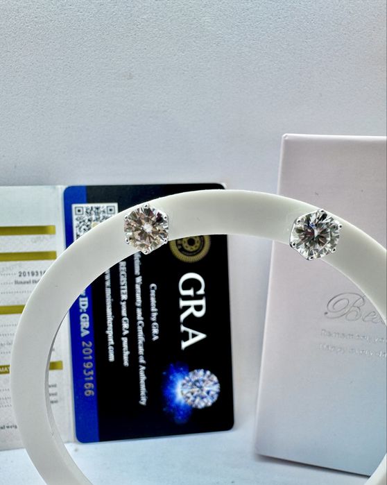 Сребърни обеци с мойсанит (Диамант) 1 карат