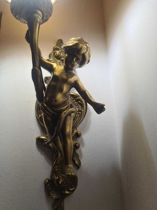 pereche de aplice din bronz masiv cu inger