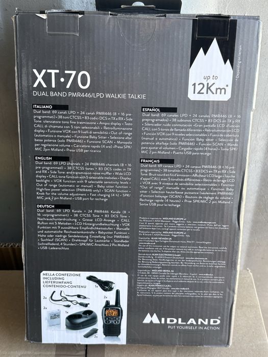 Statie Radio PMR (Walkie Talkie) Midland XT70, set 2 buc, transport inclus
