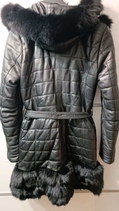 Палто естествена кожа и лисица