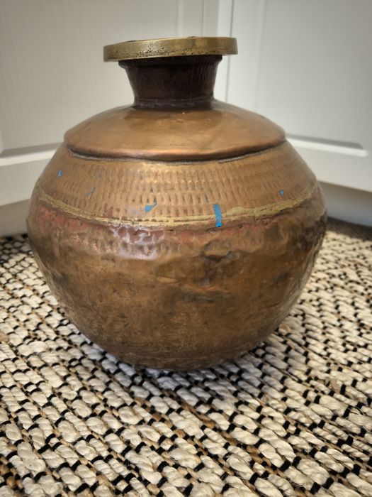 комплект ориенталски ръчно ковани медни и месингови съдове