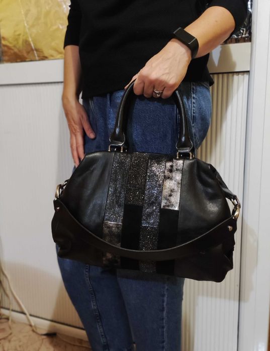 Маркова италианска кожена чанта Nero Giardini, естествена кожа