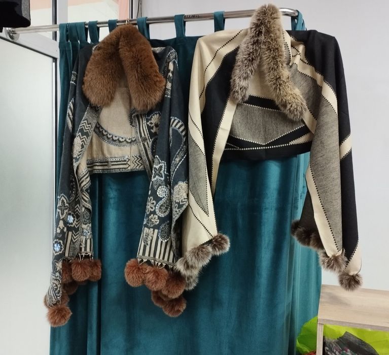 Панчо шерсть мех натуральный Новые ручная работа
