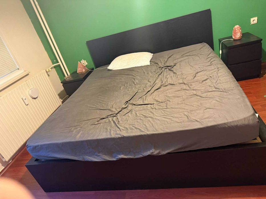 MALM легло+4 кутии за съхранение+ подматрачна рамка+2 нощни шакфчета