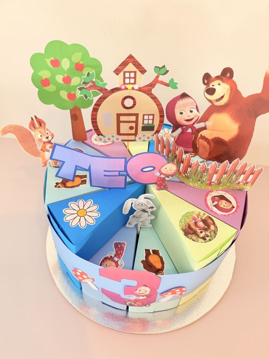 Маша и мечока хартиена торта за рожден ден и парти