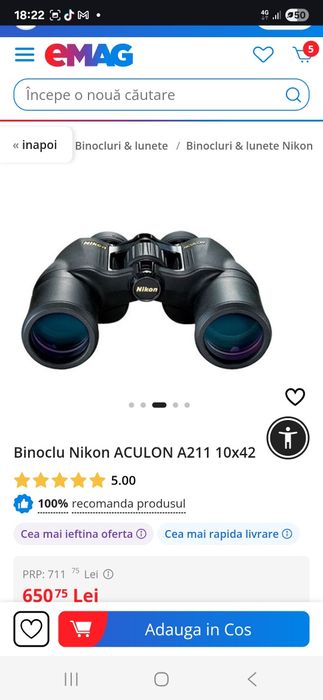 Binoclu Nikon ACULON A211 10x42, produs SIGILAT