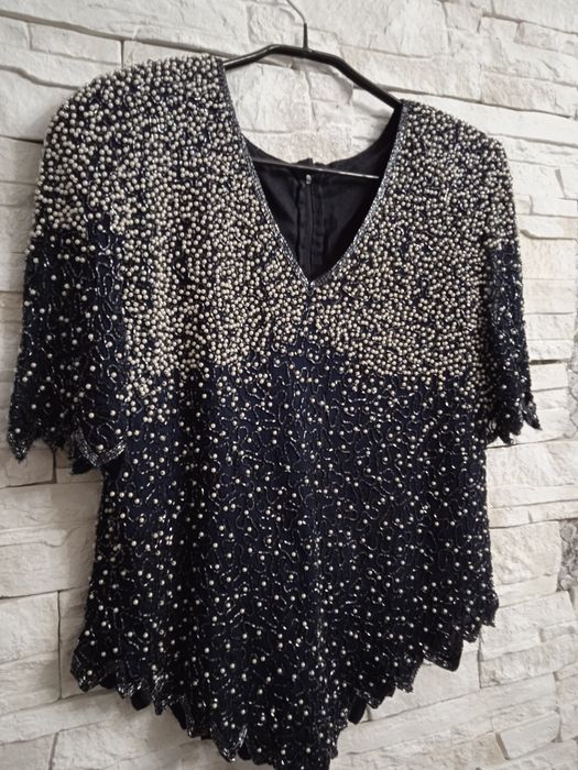 Блуза, расщита бисером и жемчугом 46 размер