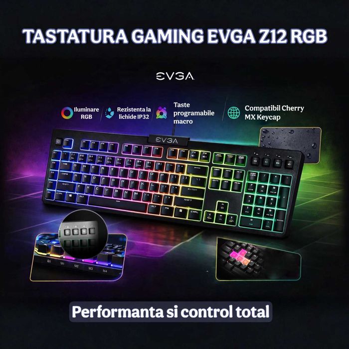 Tastatura gaming eVGA Z12 RGB, 5 taste dedicate
