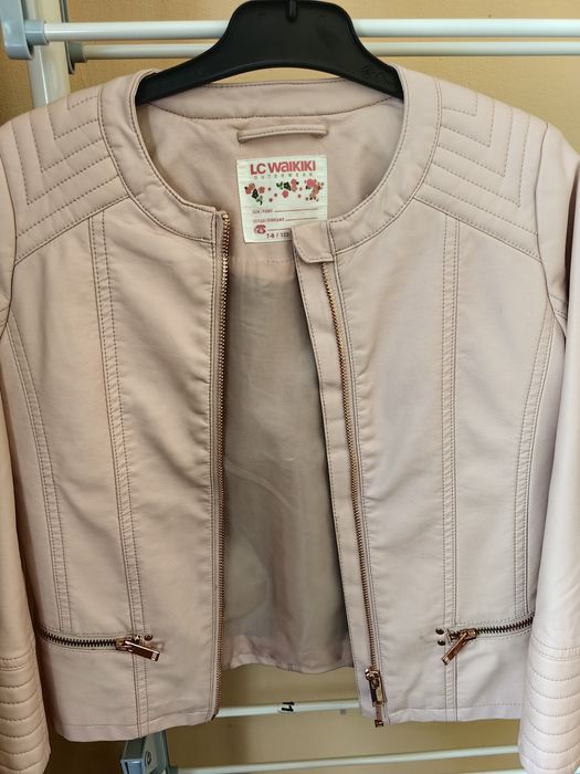 Set Geacă roz imitatie piele +cămașă 50 setul