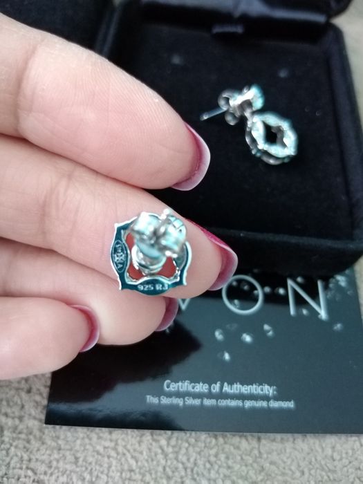 Сребърни обици и пръстен с диаманти