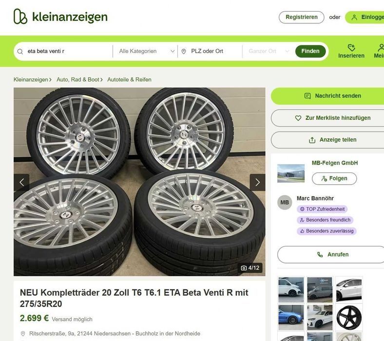 4x Seturi Roti Audi 20" Parallel 10 spite + 21" Performance Blade Bi Color Diamond Cut/Black + 20" ETA BETA Venti-R + 20" ABT 0803 Vand Schimb cu auto