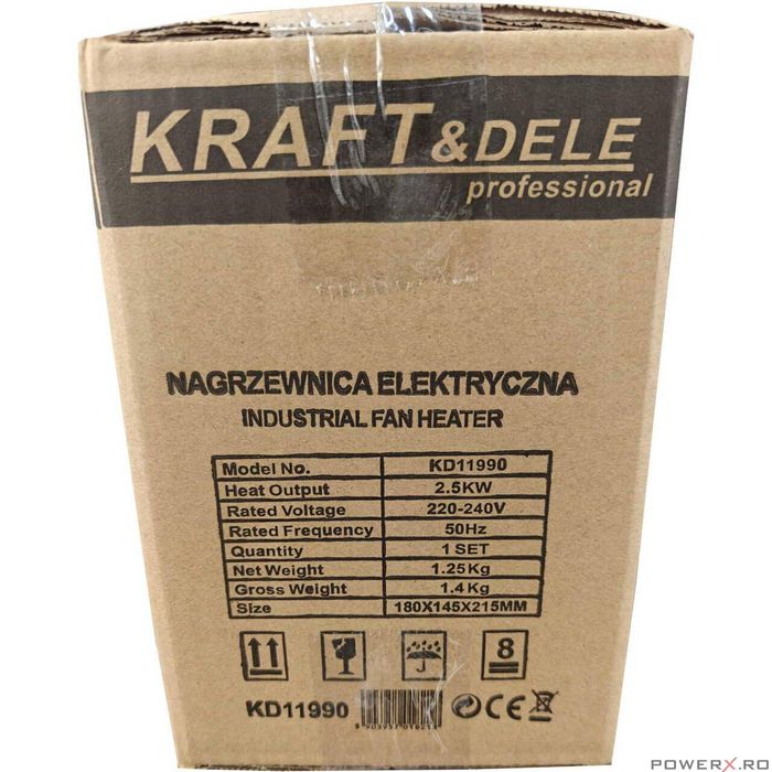 Incalzitor electric cu termostat, 3 trepte, 2500 W, Kraft