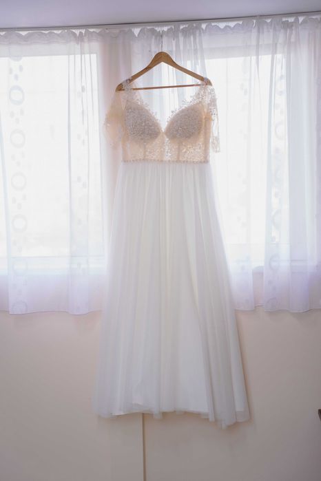 Rochie mireasa cu maneca lunga 3/4, 3 sfert, rochita lunga marime mare