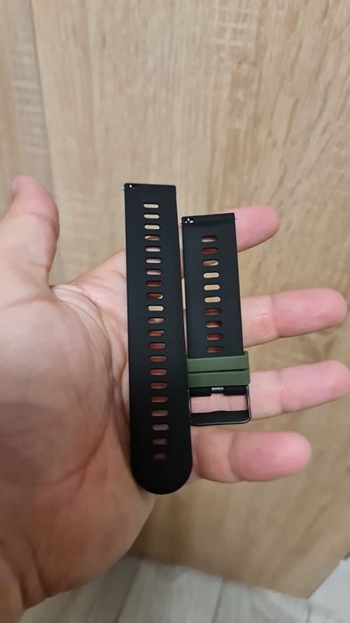 Curea ceas 22mm army black, verde cu negru, cauciuc, NOUA