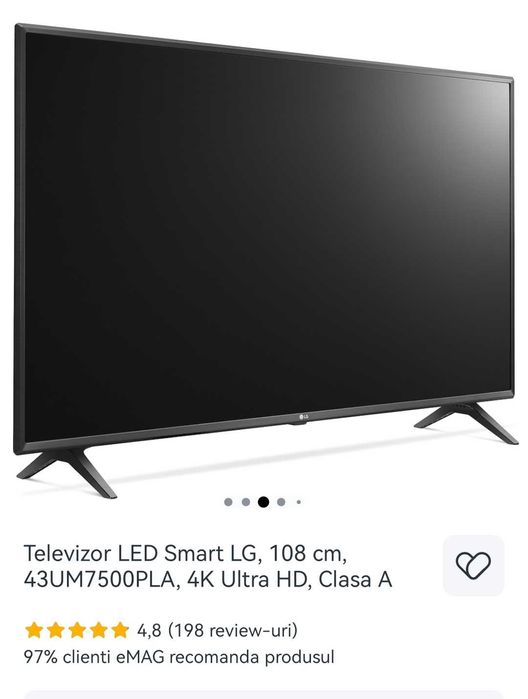 Vând TV LED Smart LG, 108 cm, din 2019