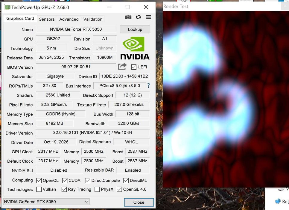 placa video nvidia rtx 5050 de la Gigabyte nouă garanție testată