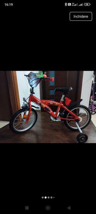 Bicicletă copii unisex Disney Cars (Fulger McQueen), roșie