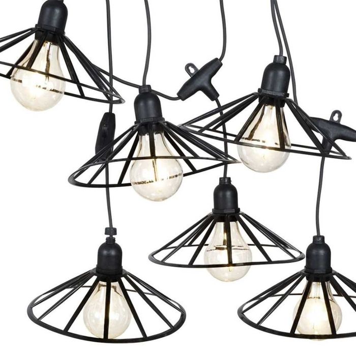Градинска гирлянда 5.5 м с 6 декоративни LED крушки и метални абажури