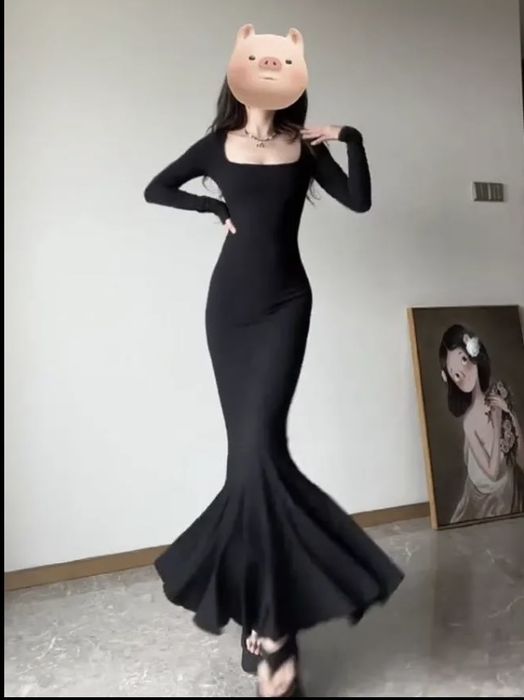 Платье черное б/у