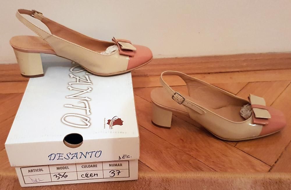 Vand pantofi de piele naturala culoarea crem (luciosi) marimea 37