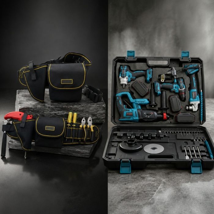 Комплект акумулаторни инструменти BOXER BX-187 4в1 + ПОДАРЪК многофункционална работна чанта