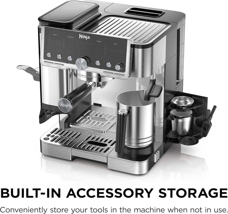 НОВИ!!! Полуавтоматична еспресо машина 3in1 Ninja Luxe Cafe Pro ES701, 1650W, Cold Brew, Barista Assist, Вградена мелачка с 25 степени